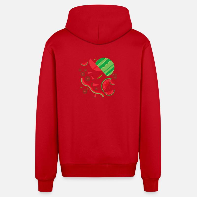 Design abstrait de pastèque - Veste à capuche bio décontractée fabriquée en UE - rouge