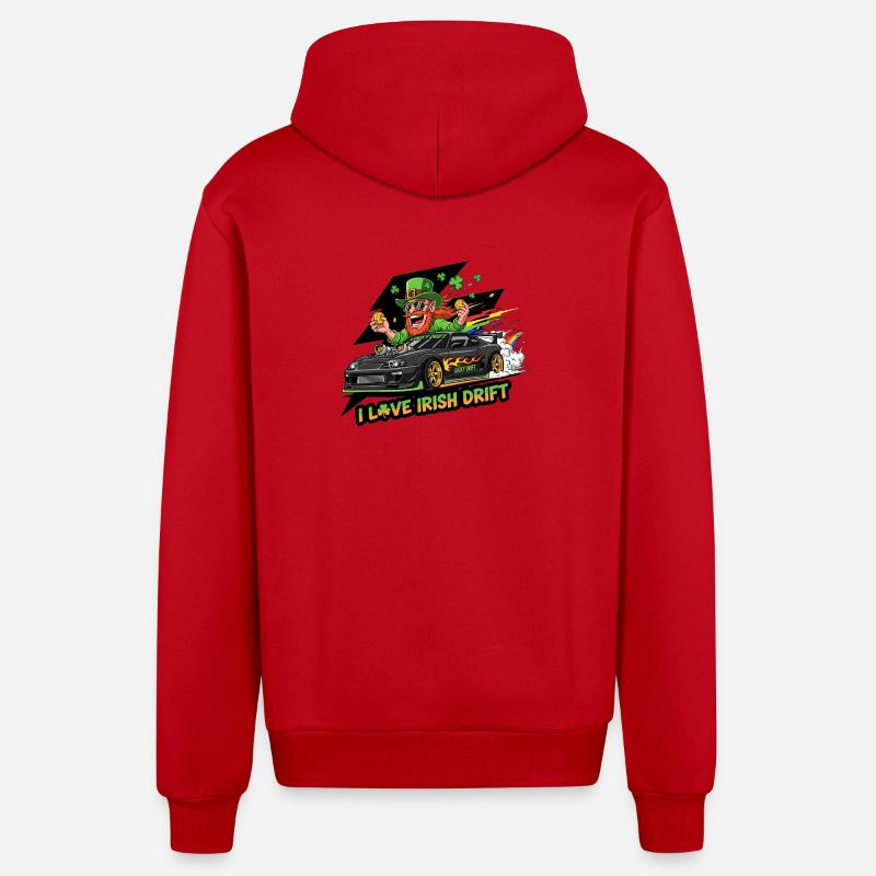 T-shirt de célébration de l’Irish Drift - Veste à capuche bio décontractée fabriquée en UE - rouge