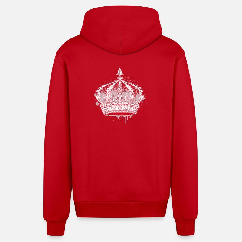 Artful Crown with Graffiti Splash - Organic Relaxed Hooded Jacket Made in EU - red