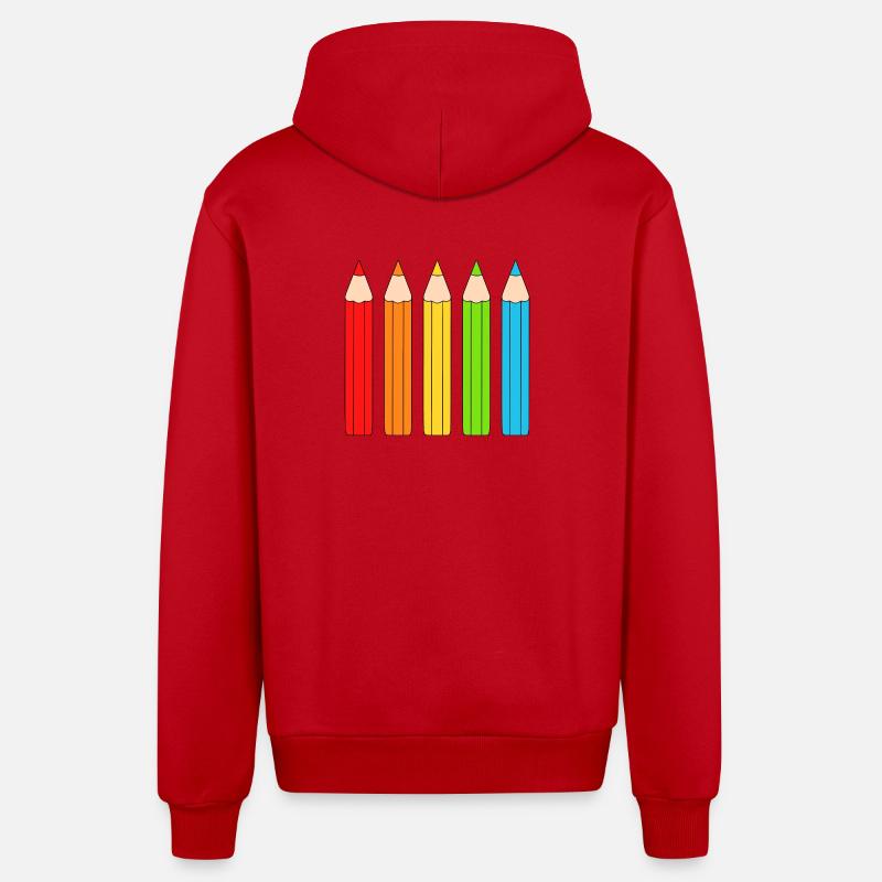 Lebendiges Farbstift-Array-Design - Organic Relaxed Kapuzenjacke Made in EU - Rot