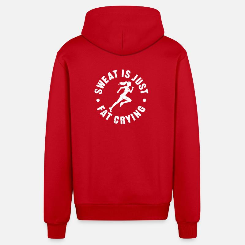 Sweat_is_just_fat_crying_V2 - Veste à capuche bio décontractée fabriquée en UE - rouge