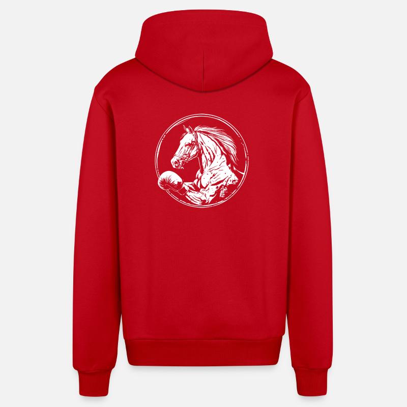 Cheval Boxer Boxe MMA - Veste à capuche bio décontractée fabriquée en UE - rouge