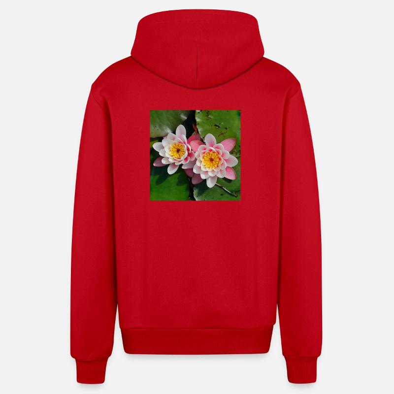 Nénuphars fleurs dans l’eau - Veste à capuche bio décontractée fabriquée en UE - rouge