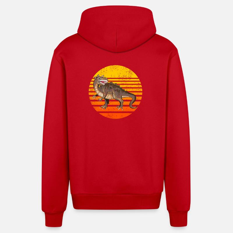 Dinosaure Coucher De Soleil Design - Veste à capuche bio décontractée fabriquée en UE - rouge