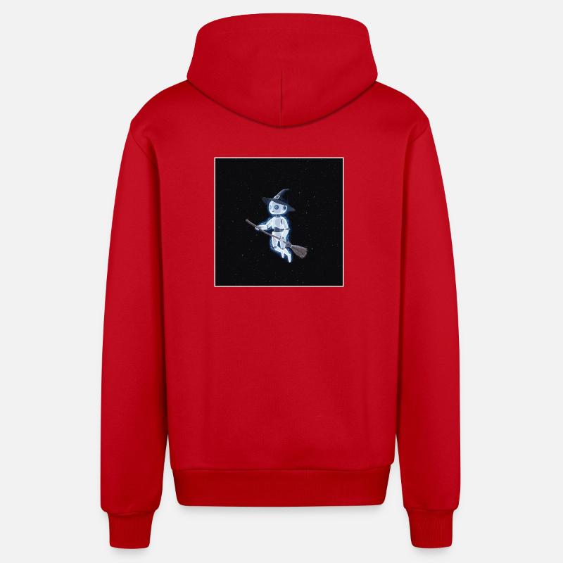 Robot witch in space - Organic Relaxed Hooded Jacket Made in EU - red