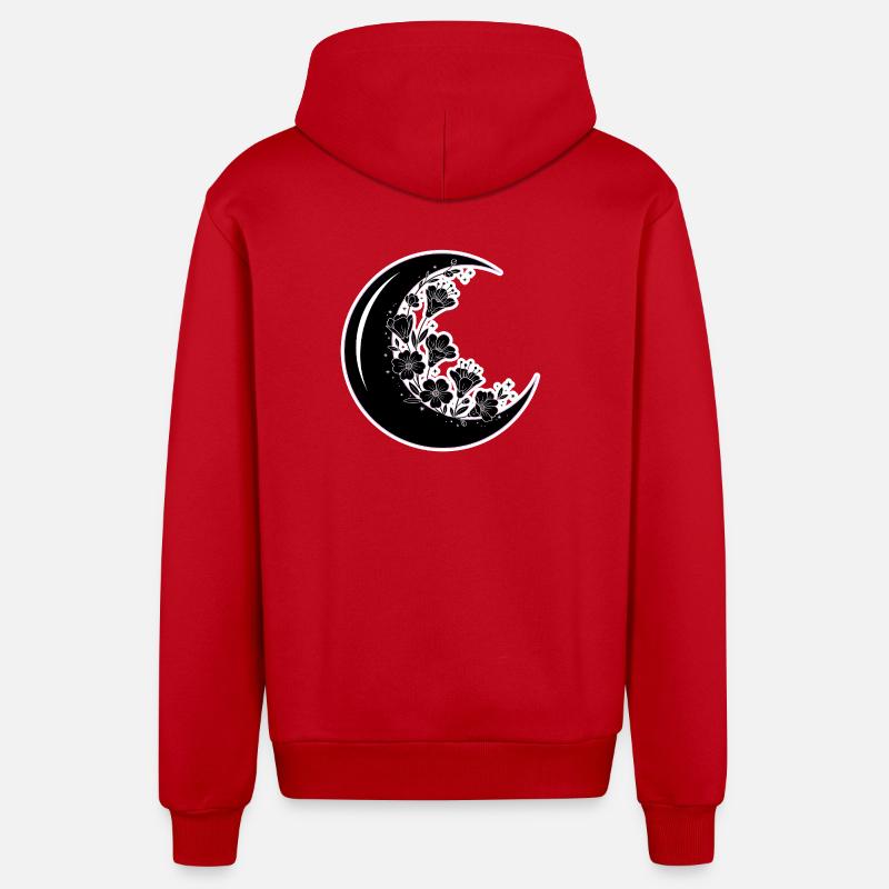 Blumen Mondphase Illustration - Organic Relaxed Kapuzenjacke Made in EU - Rot