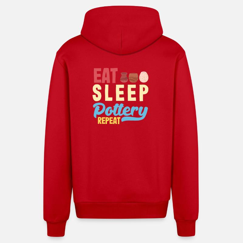 Manger Dormir Poterie Répéter - Veste à capuche bio décontractée fabriquée en UE - rouge