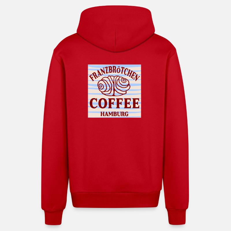 FRANZBRÖTCHEN CAFÉ DE HAMBOURG - Veste à capuche bio décontractée fabriquée en UE - rouge