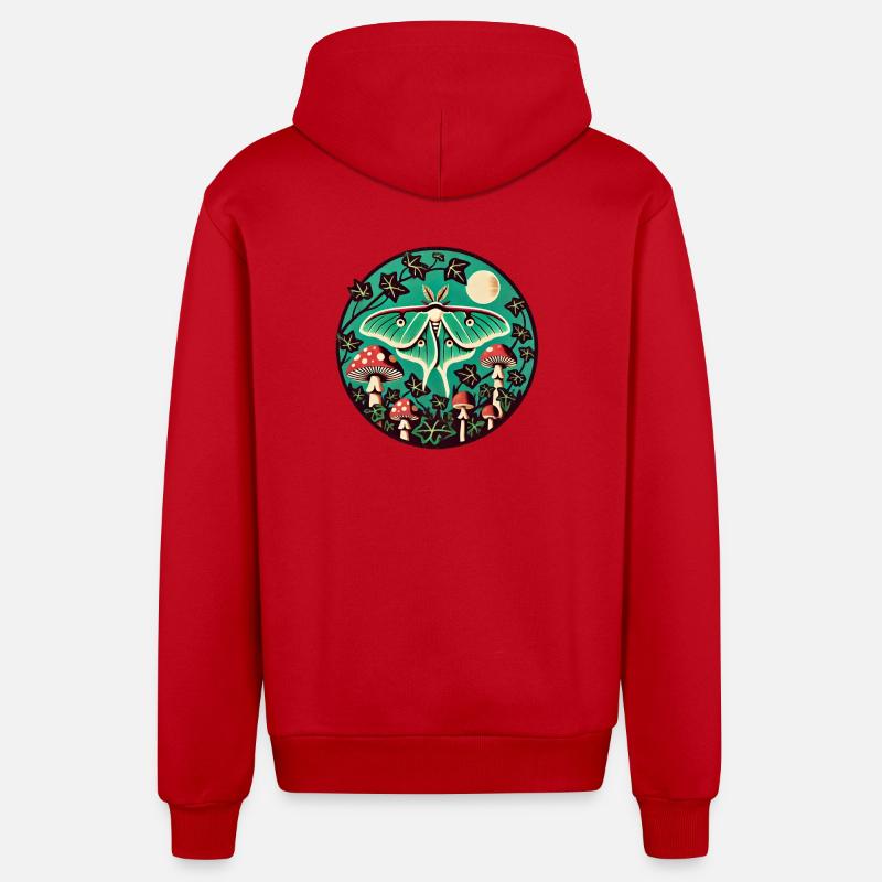 Papillon de nuit - Veste à capuche bio décontractée fabriquée en UE - rouge