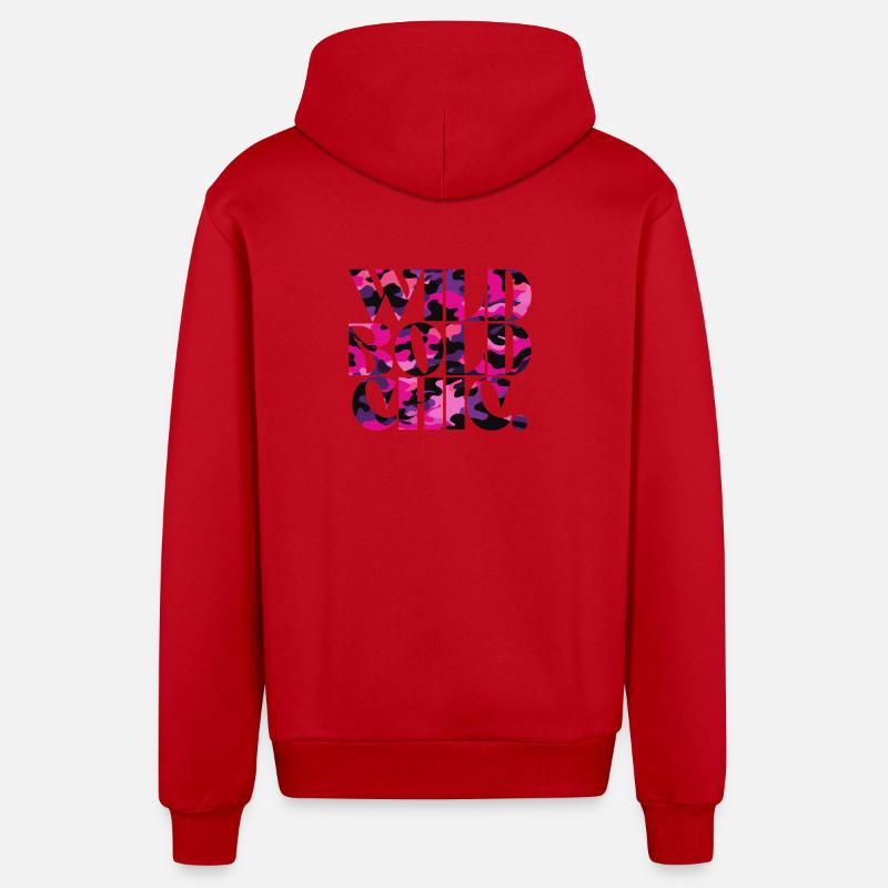 Wild Bold Chic Camo Pattern Design - Organic Relaxed Hooded Jacket Made in EU - red
