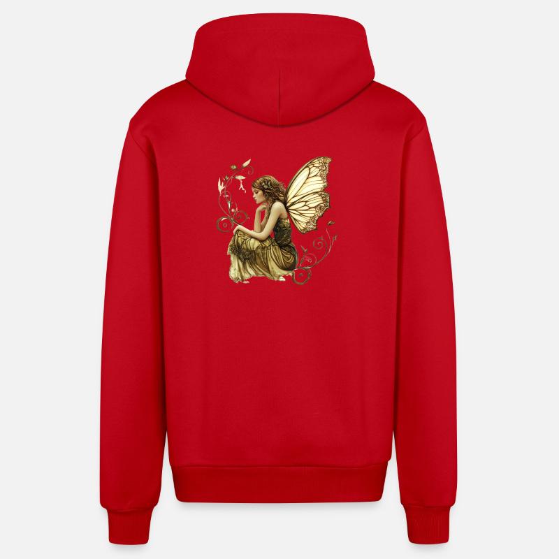 Fée noble aux ailes de papillon - Veste à capuche bio décontractée fabriquée en UE - rouge