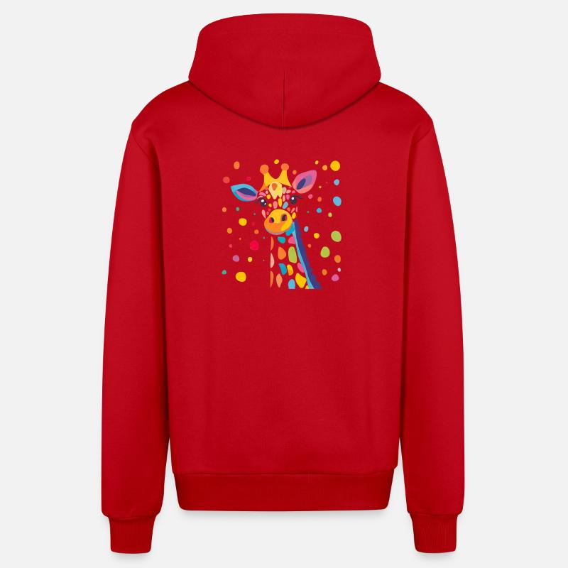Königliche Giraffe Farbkonfetti - Organic Relaxed Kapuzenjacke Made in EU - Rot