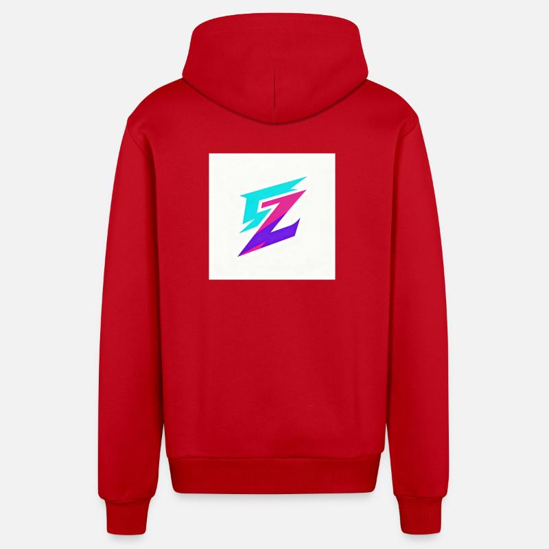 ZickZack Neon Gradient Logo - Organic Relaxed Kapuzenjacke Made in EU - Rot