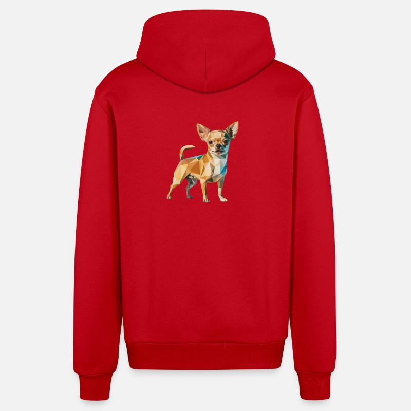 Chihuahua - Cool Low Poly  Logo - Veste à capuche bio décontractée fabriquée en UE - rouge