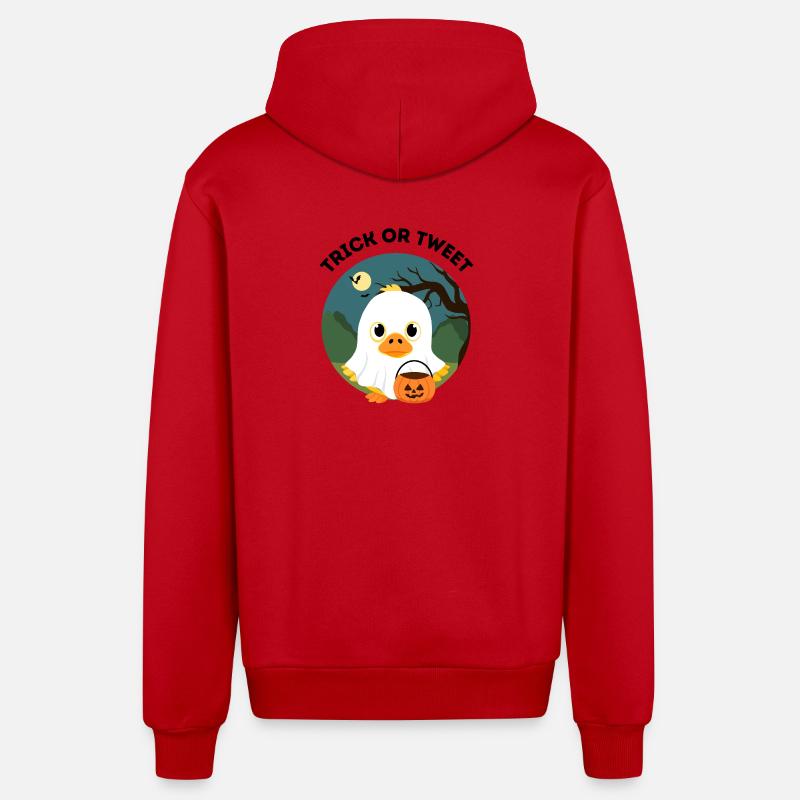 Trick oder Tweet – Süße Halloween Ente - Organic Relaxed Kapuzenjacke Made in EU - Rot