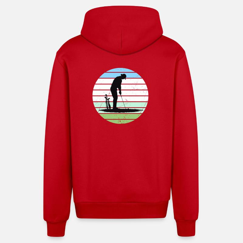 Silhouette de golf en cercle pastel - Veste à capuche bio décontractée fabriquée en UE - rouge