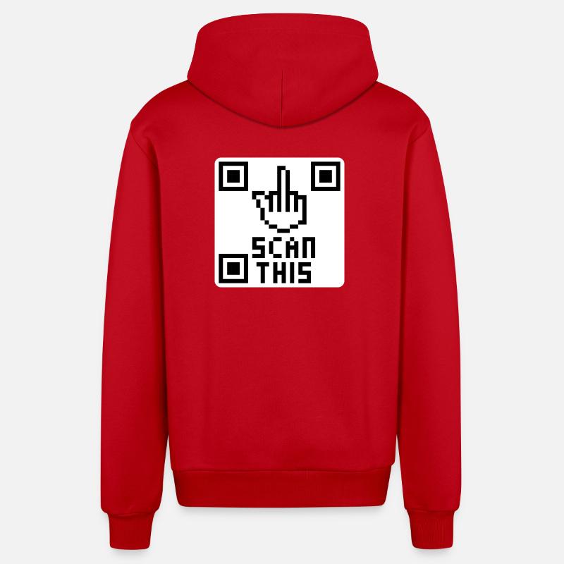 QRcode Mittelfinger - Organic Relaxed Kapuzenjacke Made in EU - Rot