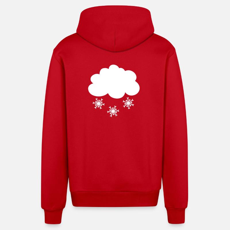 Schneewolke mit Schneeflocken - Organic Relaxed Kapuzenjacke Made in EU - Rot
