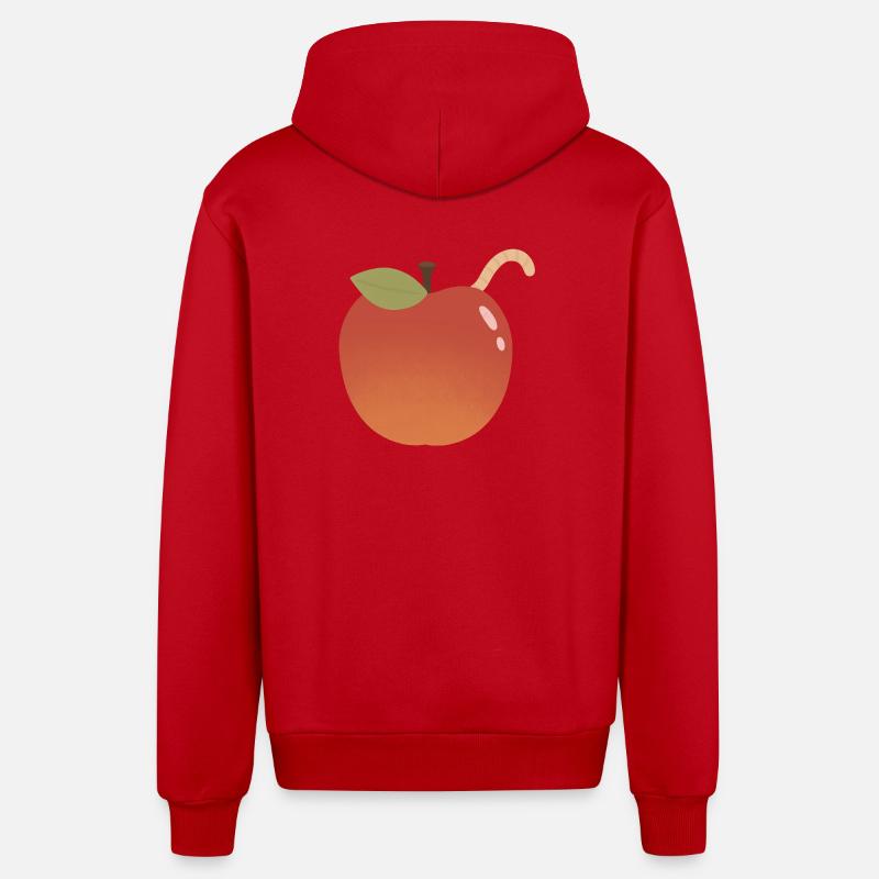 Pomme avec accent de ver incurvé - Veste à capuche bio décontractée fabriquée en UE - rouge