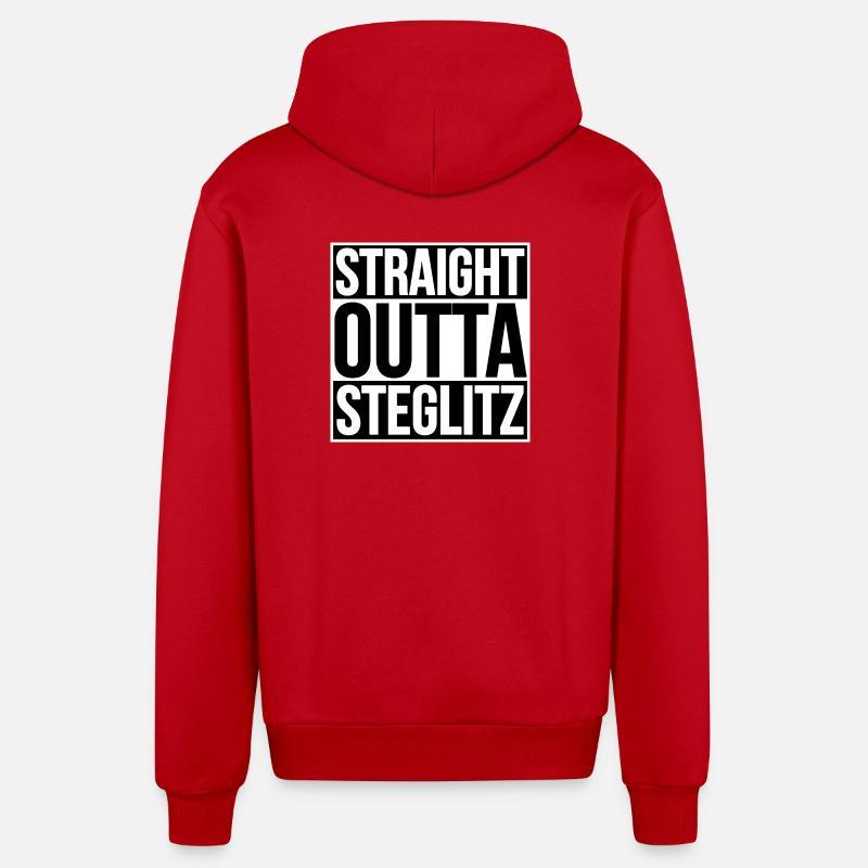 STRAIGHT OUTTA STEGLITZ BERLIN - Organic Relaxed Hooded Jacket Made in EU - red