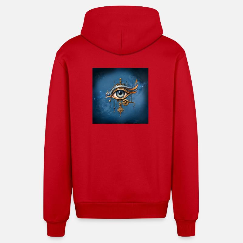Oeil Steampunk avec engrenages - Veste à capuche bio décontractée fabriquée en UE - rouge