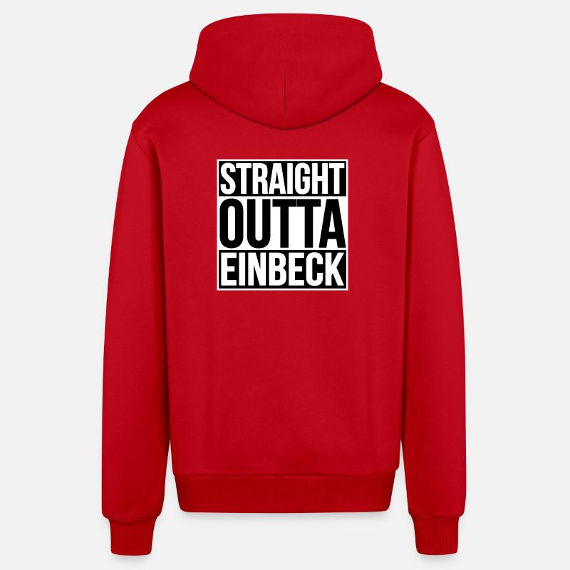 Straight Outta Einbeck - Veste à capuche bio décontractée fabriquée en UE - rouge