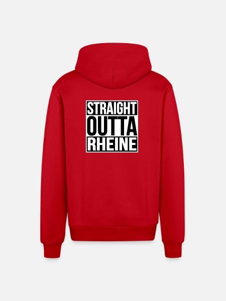 STRAIGHT OUTTA RHEINE - Organic Relaxed Hooded Jacket Made in EU - red
