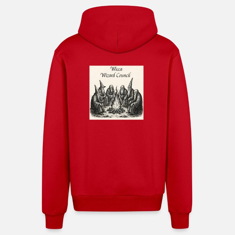 Wicca Wizard Council - Veste à capuche bio décontractée fabriquée en UE - rouge