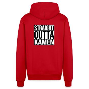 Straight Outta Kamen Parody - Organic Relaxed Hooded Jacket Made in EU - red - Back