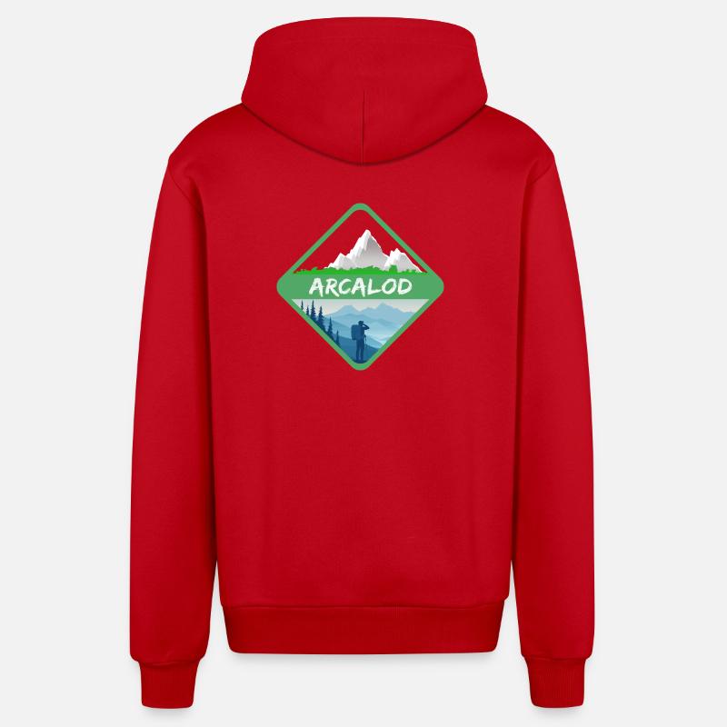 Arcalod - Veste à capuche bio décontractée fabriquée en UE - rouge