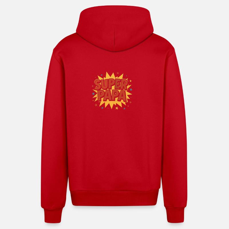 Super Papa Comic Explosion - Organic Relaxed Kapuzenjacke Made in EU - Rot