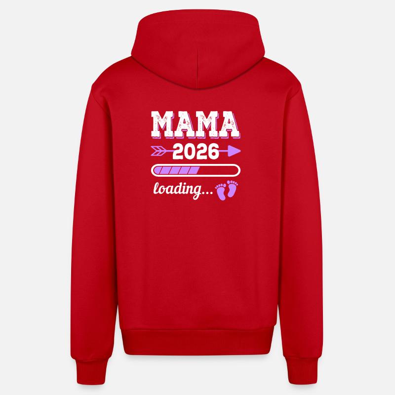 Mama 2026 Loading Schwangerschaft Geschenkidee - Organic Relaxed Kapuzenjacke Made in EU - Rot