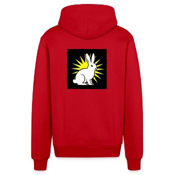 Cooler Hase im Punk Rock & Pop Art Stil - Organic Relaxed Kapuzenjacke Made in EU - Rot - Hinten