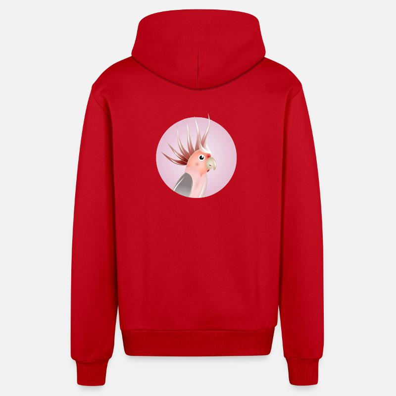 Cacatoès élégant en cercle pastel - Veste à capuche bio décontractée fabriquée en UE - rouge