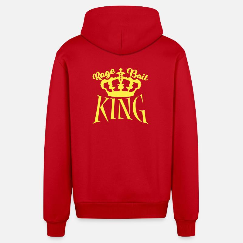 Rage, Bait, King, Provocation, Troll, Attention - Veste à capuche bio décontractée fabriquée en UE - rouge