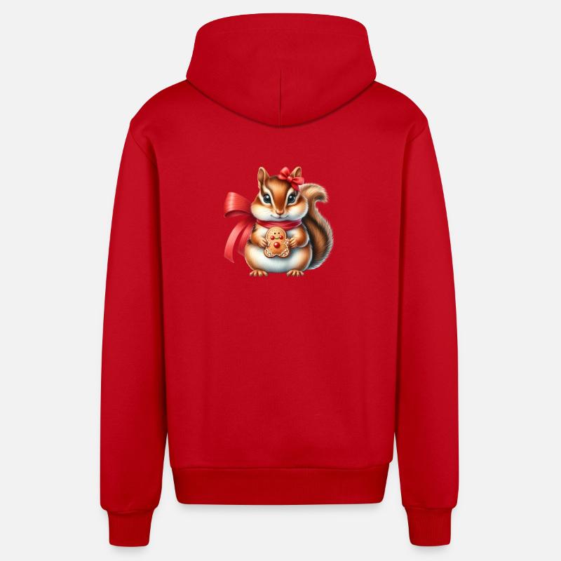 Écureuil roux avec biscuit - Veste à capuche bio décontractée fabriquée en UE - rouge
