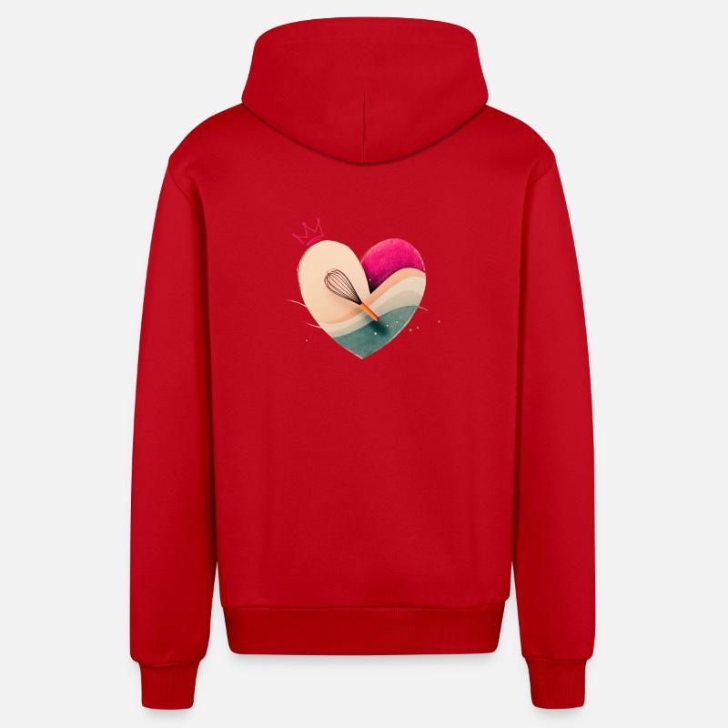Herz mit Krone - Backen - Organic Relaxed Kapuzenjacke Made in EU - Rot