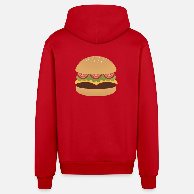 Art classique de Burger Flat - Veste à capuche bio décontractée fabriquée en UE - rouge