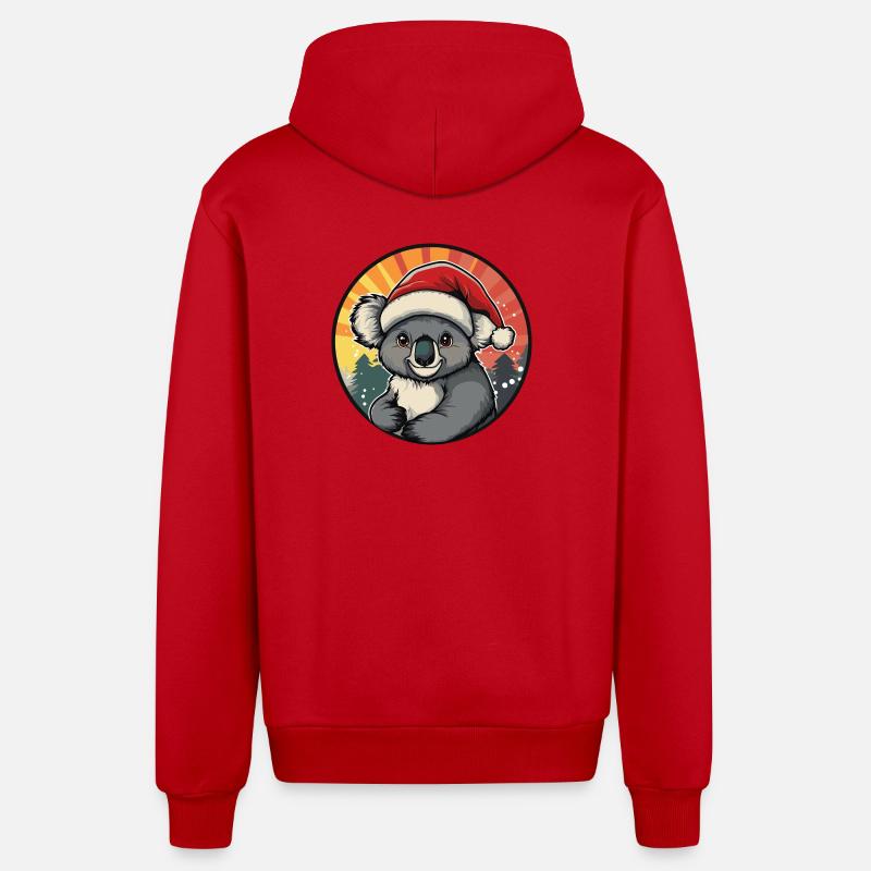 Collectionneur de Koala de Noël - Veste à capuche bio décontractée fabriquée en UE - rouge