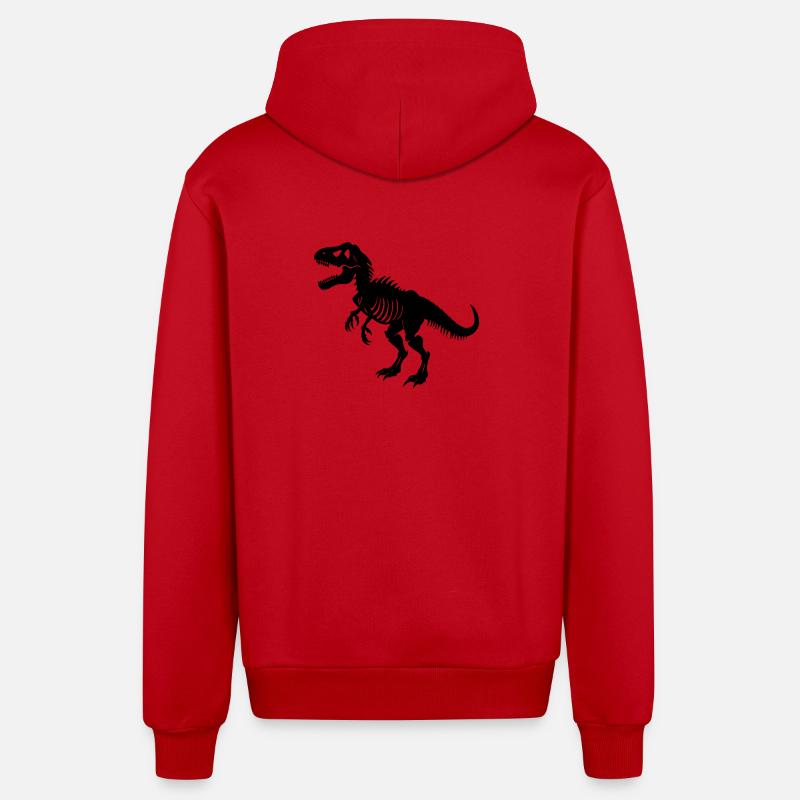 T-rex fossil - Organic Relaxed Hooded Jacket Made in EU - red