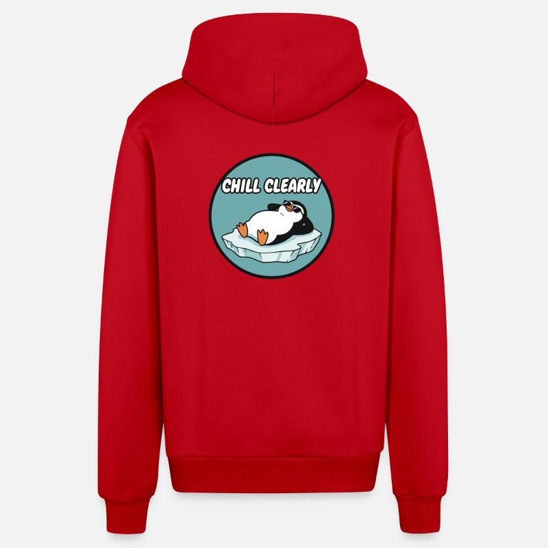 Chill Clairement Pingouin sur la glace - Veste à capuche bio décontractée fabriquée en UE - rouge