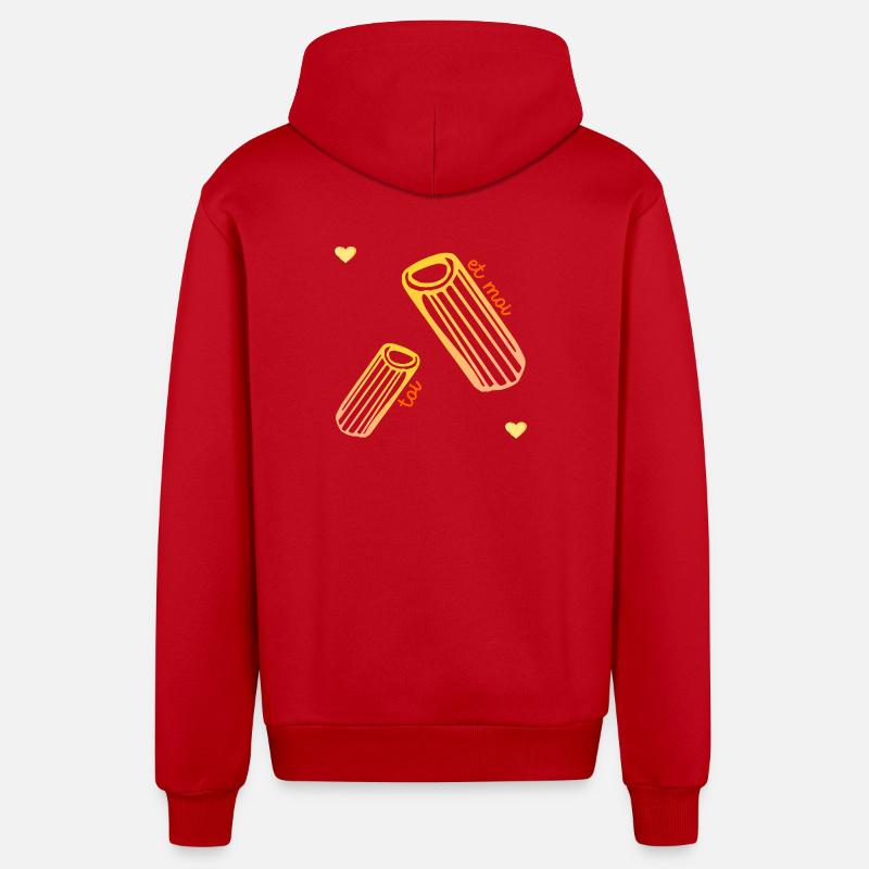Pâtes Relation Amour - Veste à capuche bio décontractée fabriquée en UE - rouge