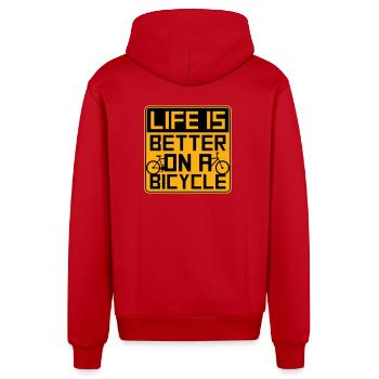 La vie est meilleure à vélo. Cyclisme Sport - Veste à capuche bio décontractée fabriquée en UE - rouge - Dos