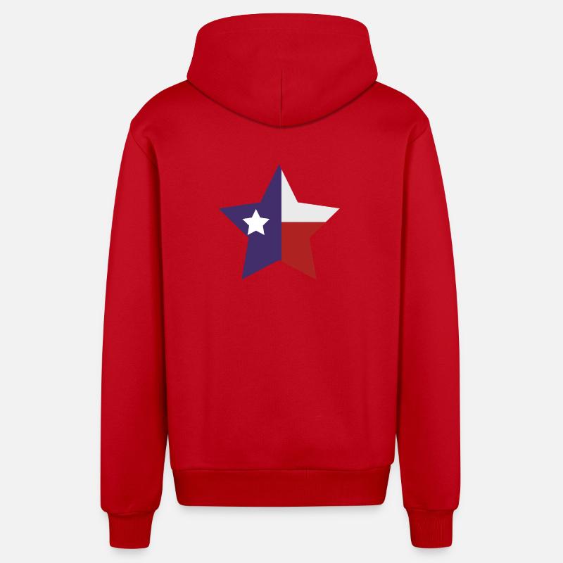 Drapeau de l’Étoile du Texas - Veste à capuche bio décontractée fabriquée en UE - rouge