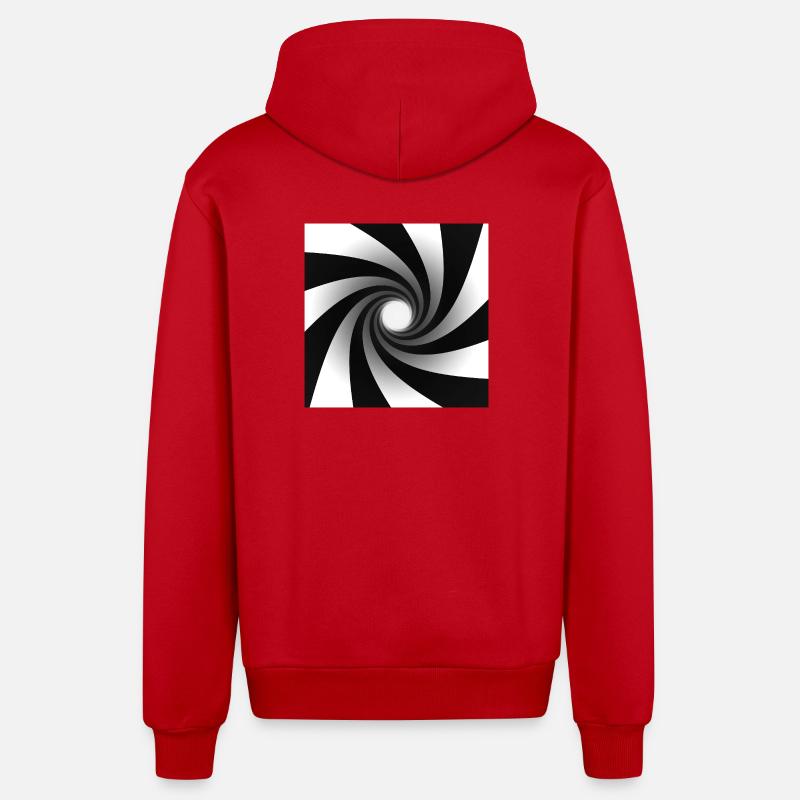Vortex en spirale monochrome - Veste à capuche bio décontractée fabriquée en UE - rouge