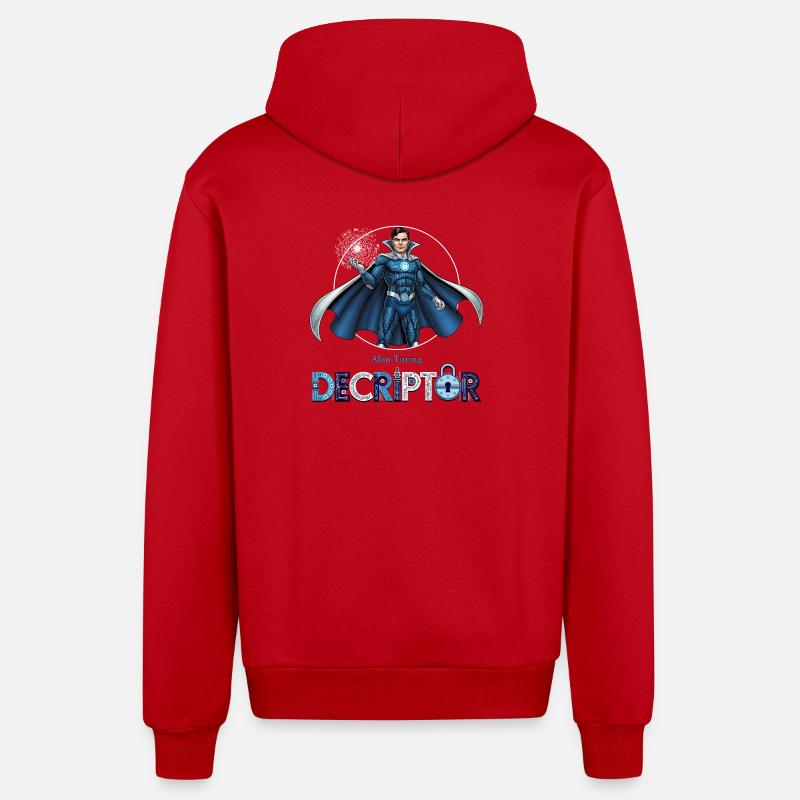 Hero Coder Decryptor - Organic Relaxed Hooded Jacket Made in EU - red