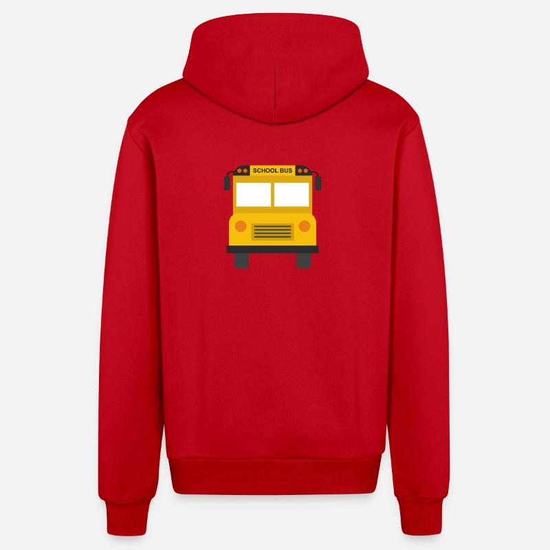 Devant du bus scolaire - Veste à capuche bio décontractée fabriquée en UE - rouge