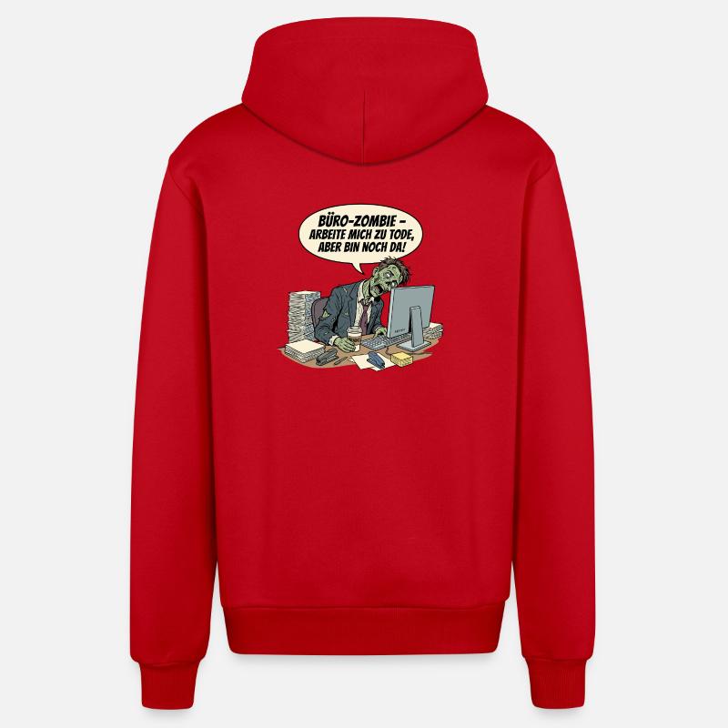 Office zombie: Work until death - Organic Relaxed Hooded Jacket Made in EU - red