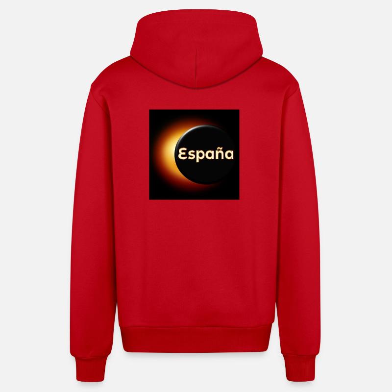 Total Solar Eclipse Spain - Organic Relaxed Hooded Jacket Made in EU - red