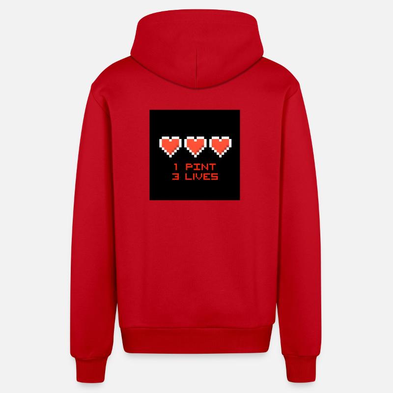 Pixel Hearts 1 pint 3 vies - Veste à capuche bio décontractée fabriquée en UE - rouge